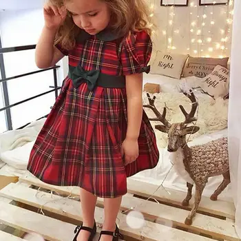 Рождественская одежда для малышей и девочек, платье принцессы с воротником 