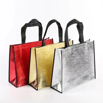 Складная лазерная сумка для покупок, многоразовые сумки из водонепроницаемой ткани большой емкости, нетканые сумки, блестящая женская сумка, экосумка для покупок